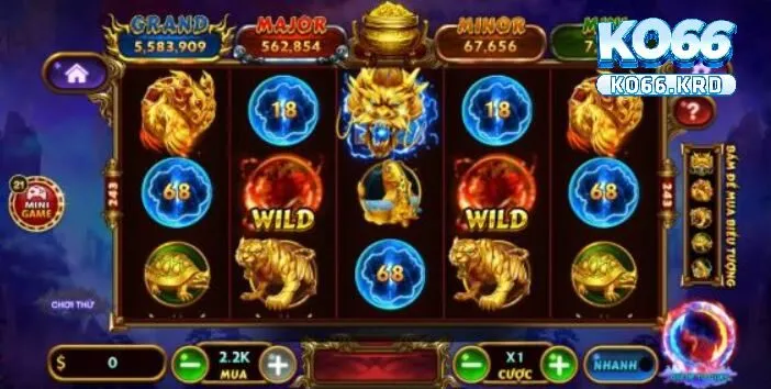 Kho Báu Tứ Linh Chơi Game Slots Siêu Hay Tại KO66 3 Các biểu tượng hũ thưởng trong Kho Báu Tứ Linh